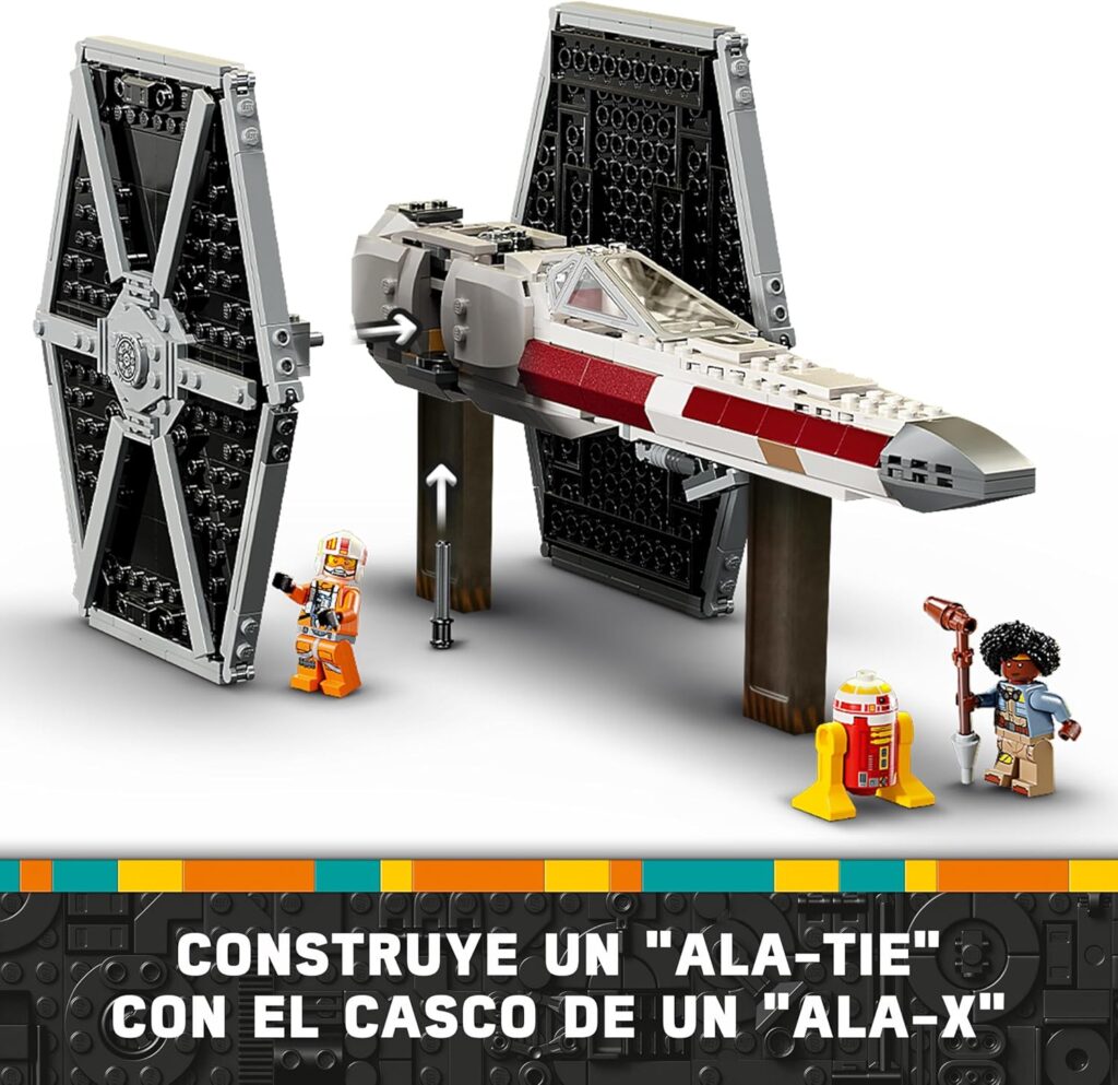 Preguntas Frecuentes - LEGO Star Wars Caza TIE y Ala-X Fusionados &iquest;Qu&eacute; edad es recomendada para este set? Est&aacute; recomendado para ni&ntilde;os y ni&ntilde;as a partir de 9 a&ntilde;os, aunque los fans adultos tambi&eacute;n lo disfrutan enormemente. &iquest;Este set permite construir dos naves diferentes? S&iacute;, puedes separar las alas del mashup y construir un Ala-X cl&aacute;sico y un Caza TIE tradicional. &iquest;Incluye minifiguras exclusivas? S&iacute;, incluye 4 minifiguras (dos pilotos, Yesi Scala, Sig Greebling) y el droide L3-G0. &iquest;Este set forma parte de una colecci&oacute;n? S&iacute;, pertenece a la l&iacute;nea 2024 &ldquo;LEGO Star Wars: Reconstruye la Galaxia&rdquo;.