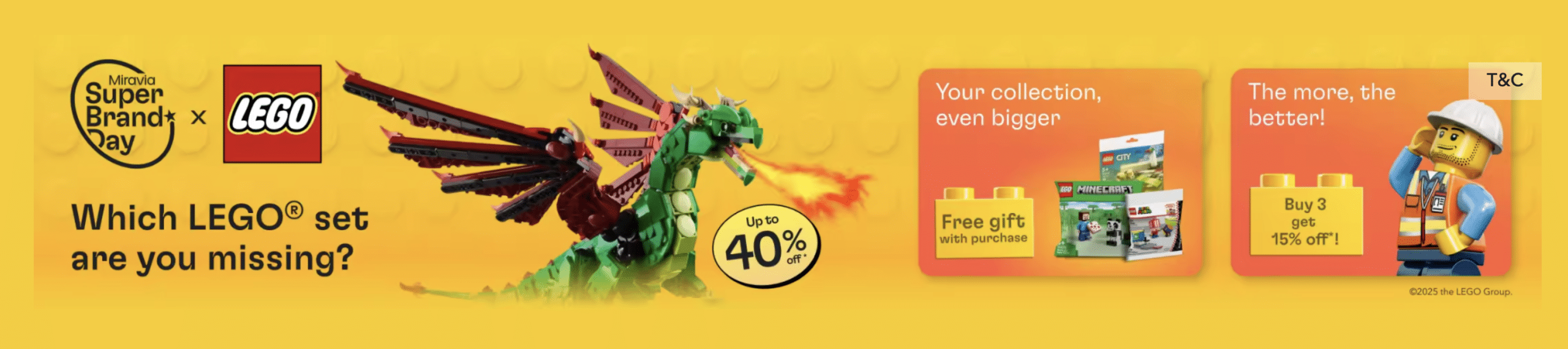 ¡Fans de LEGO, preparad vuestros carritos! El esperado LEGO Brand Day llega a Miravia con descuentos de hasta el 40% en una selección exclusiva de sets para todas las edades y gustos. El evento comienza esta misma noche, en menos de 10 horas, y será tu oportunidad de conseguir auténticas joyas de LEGO a precios reducidos.
